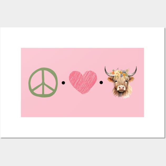 Peace Love Cows Wall Art by LaroyaloTees